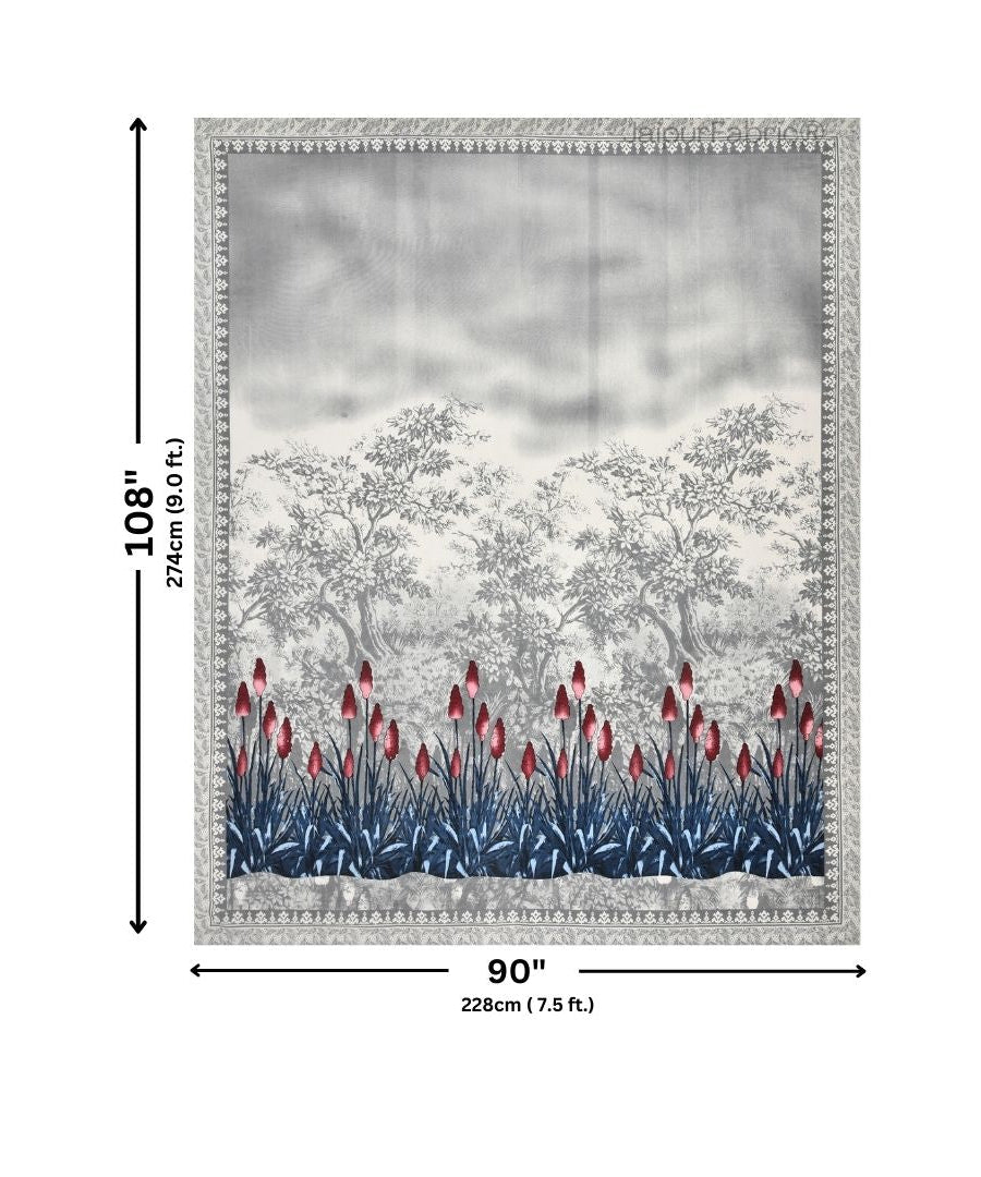 Blossom Sunset Gray Pure Cotton Double Bedsheet