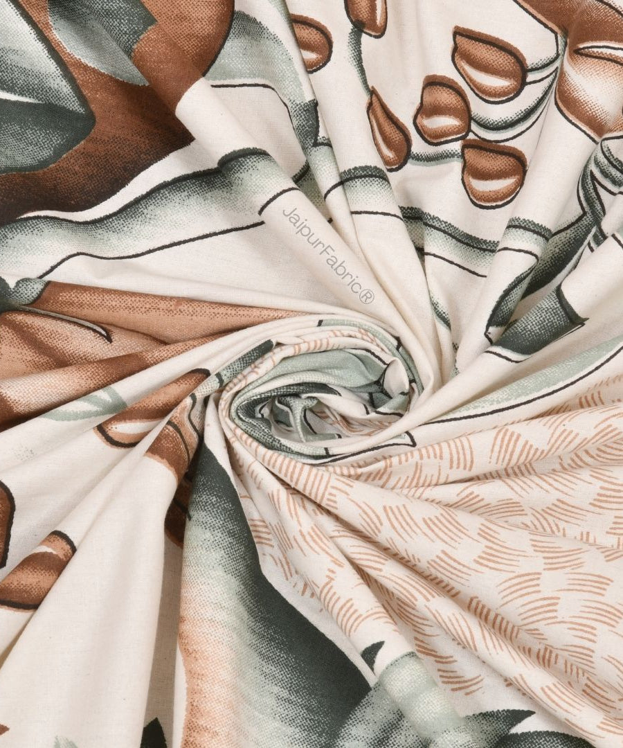 Dreamy Woodland Forest Beige Pure Cotton Double Bedsheet