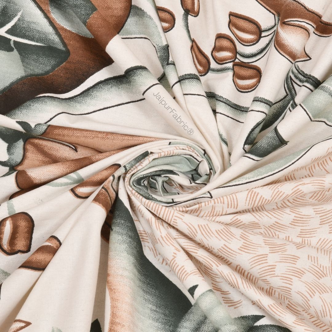 Dreamy Woodland Forest Beige Pure Cotton Double Bedsheet