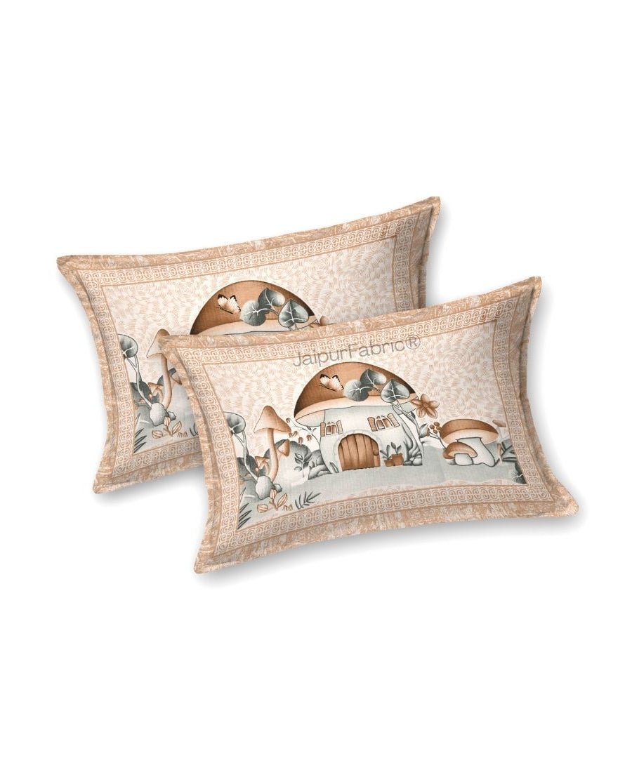 Dreamy Woodland Forest Beige Pure Cotton Double Bedsheet