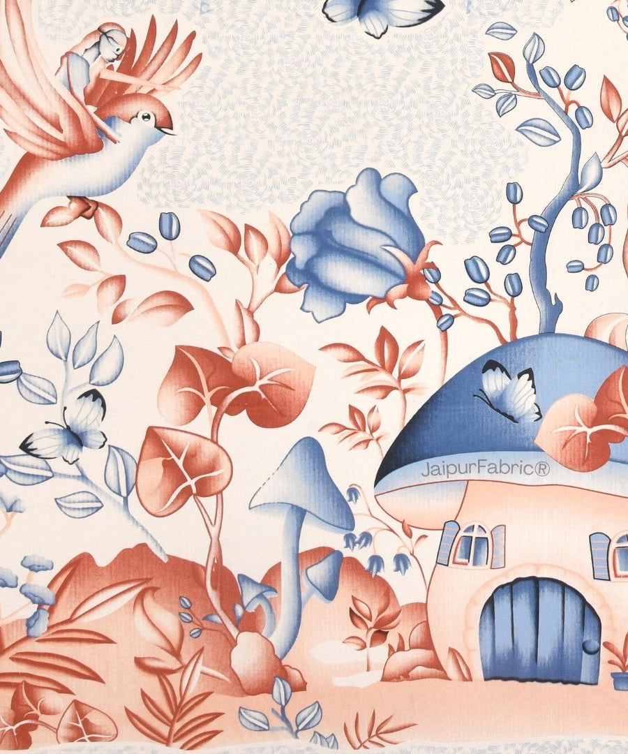 Dreamy Woodland Forest Blue Pure Cotton Double Bedsheet