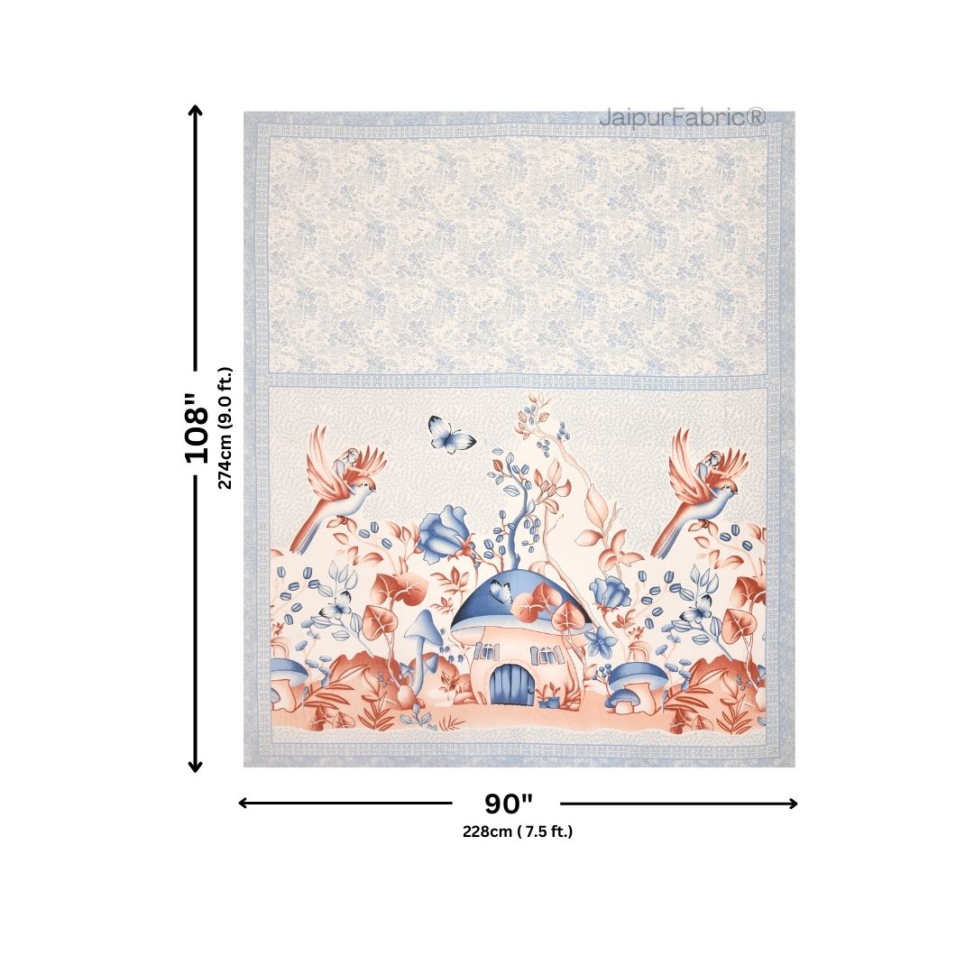 Dreamy Woodland Forest Blue Pure Cotton Double Bedsheet