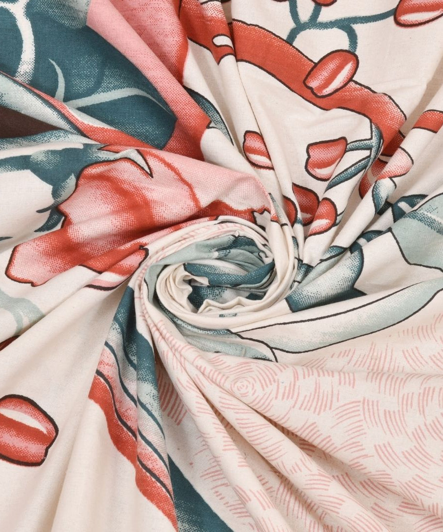 Dreamy Woodland Forest Pink Pure Cotton Double Bedsheet