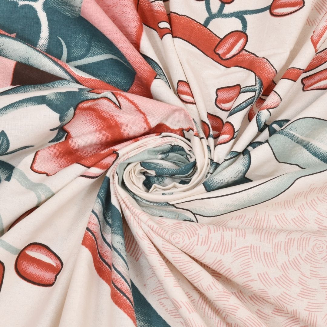 Dreamy Woodland Forest Pink Pure Cotton Double Bedsheet