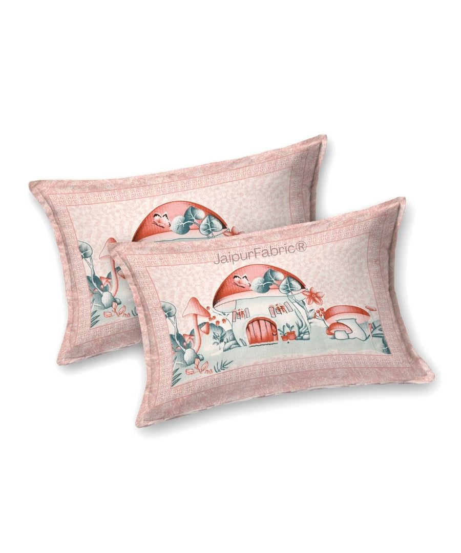 Dreamy Woodland Forest Pink Pure Cotton Double Bedsheet