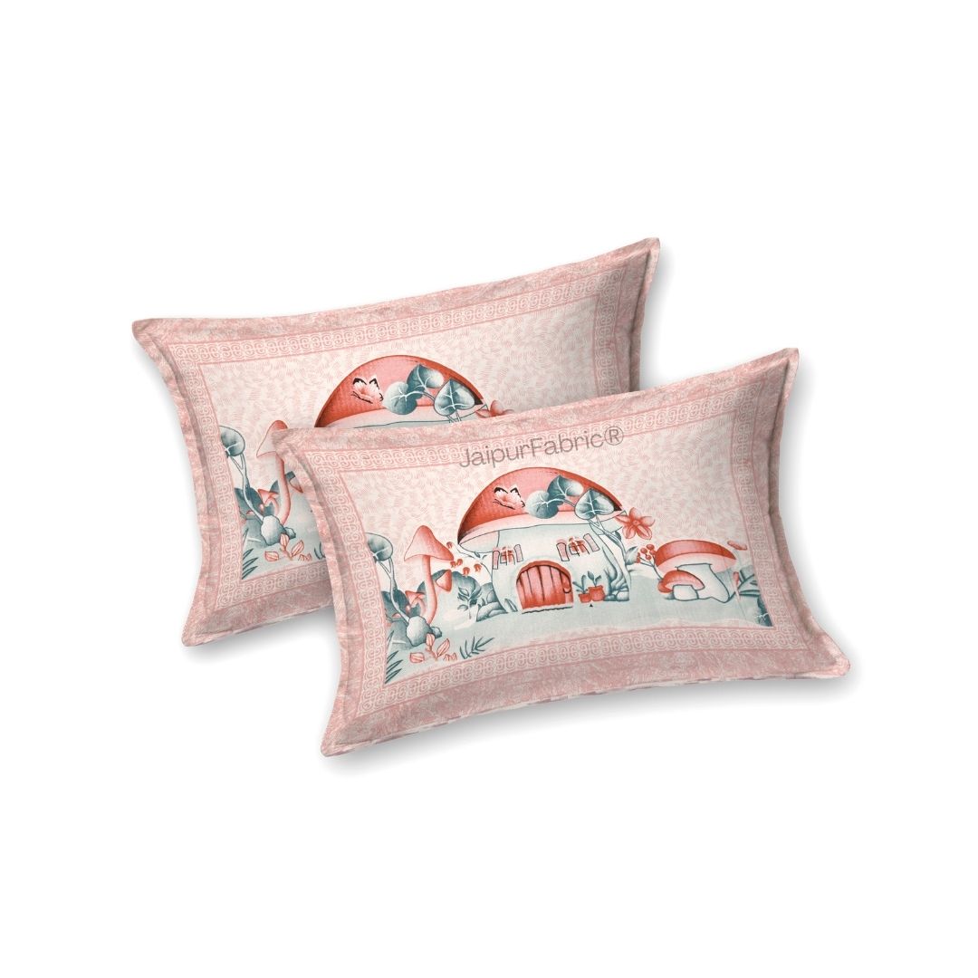 Dreamy Woodland Forest Pink Pure Cotton Double Bedsheet