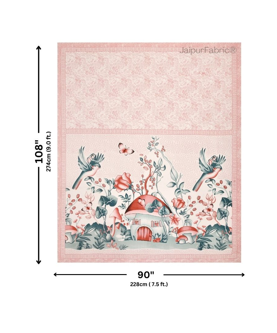 Dreamy Woodland Forest Pink Pure Cotton Double Bedsheet