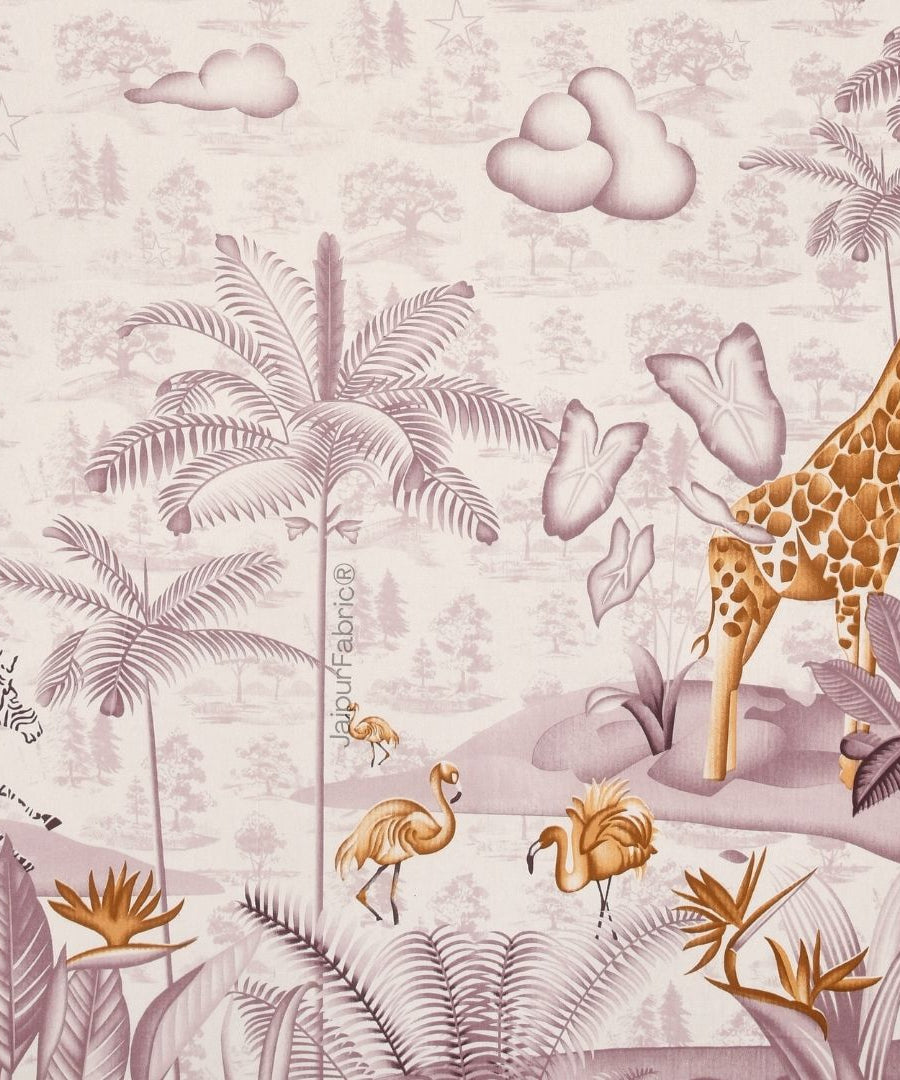 Jungle Adventure Purple Pure Cotton Double Bedsheet
