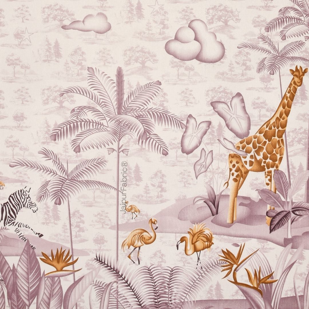 Jungle Adventure Purple Pure Cotton Double Bedsheet