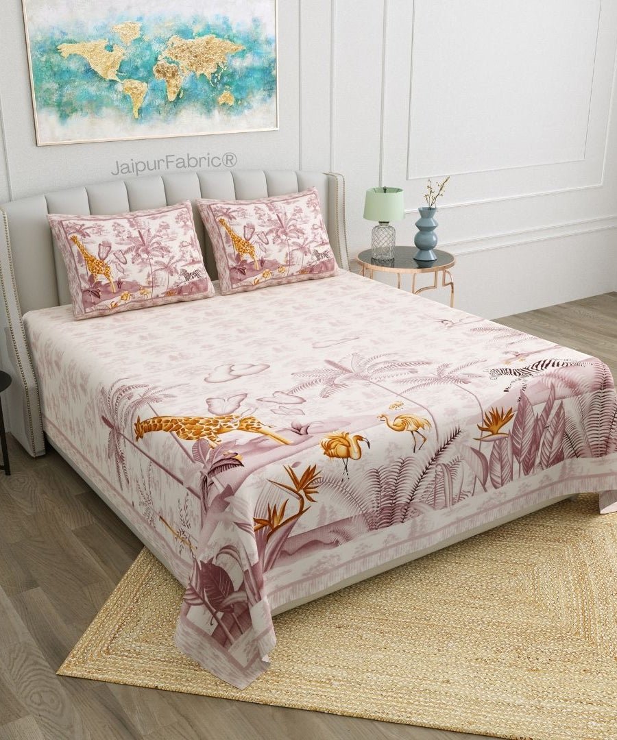Jungle Adventure Purple Pure Cotton Double Bedsheet