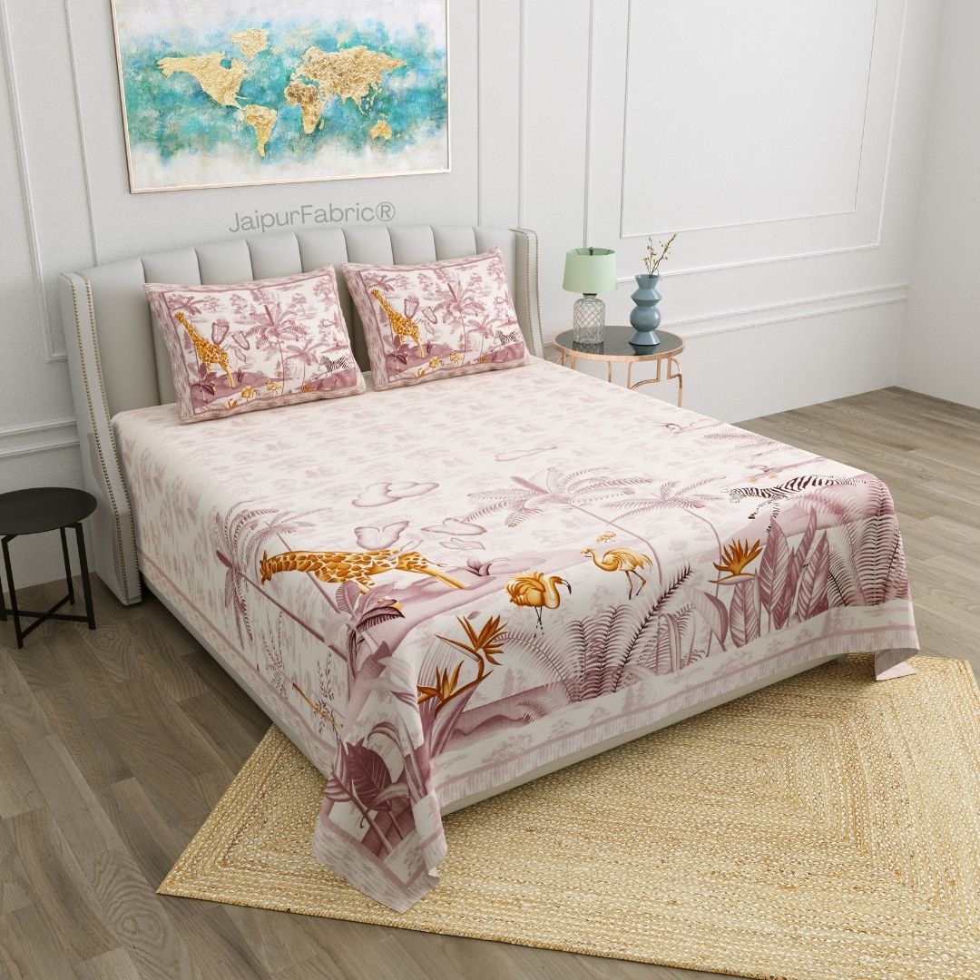 Jungle Adventure Purple Pure Cotton Double Bedsheet