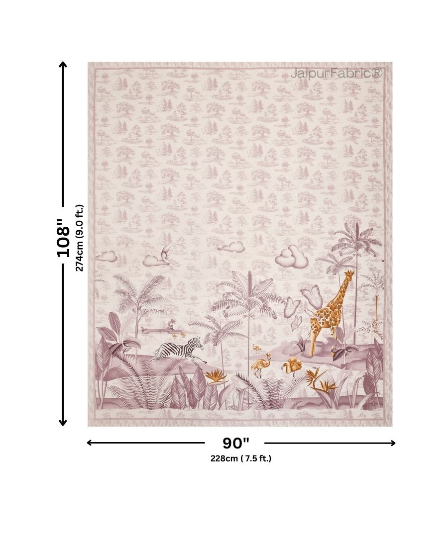 Jungle Adventure Purple Pure Cotton Double Bedsheet