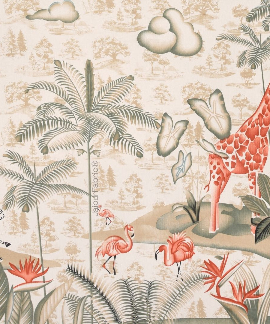 Jungle Adventure Peach Pure Cotton Double Bedsheet