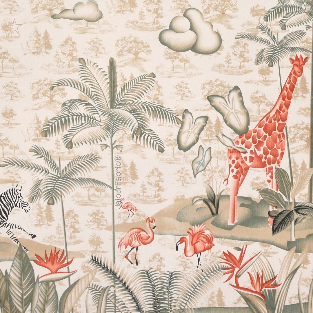 Jungle Adventure Peach Pure Cotton Double Bedsheet