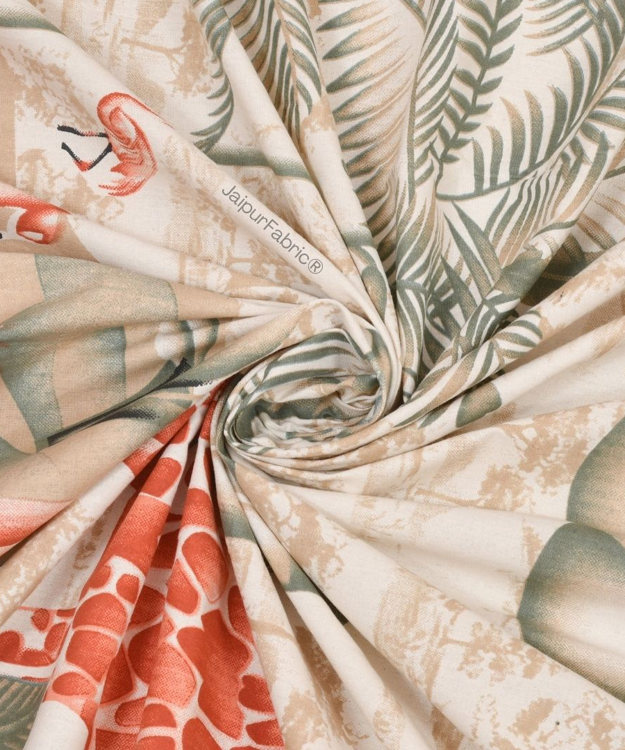 Jungle Adventure Peach Pure Cotton Double Bedsheet