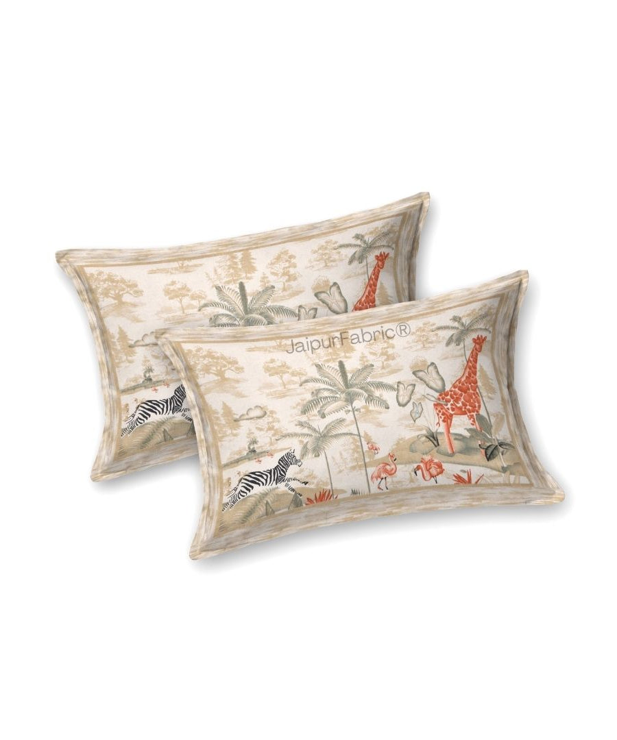 Jungle Adventure Peach Pure Cotton Double Bedsheet