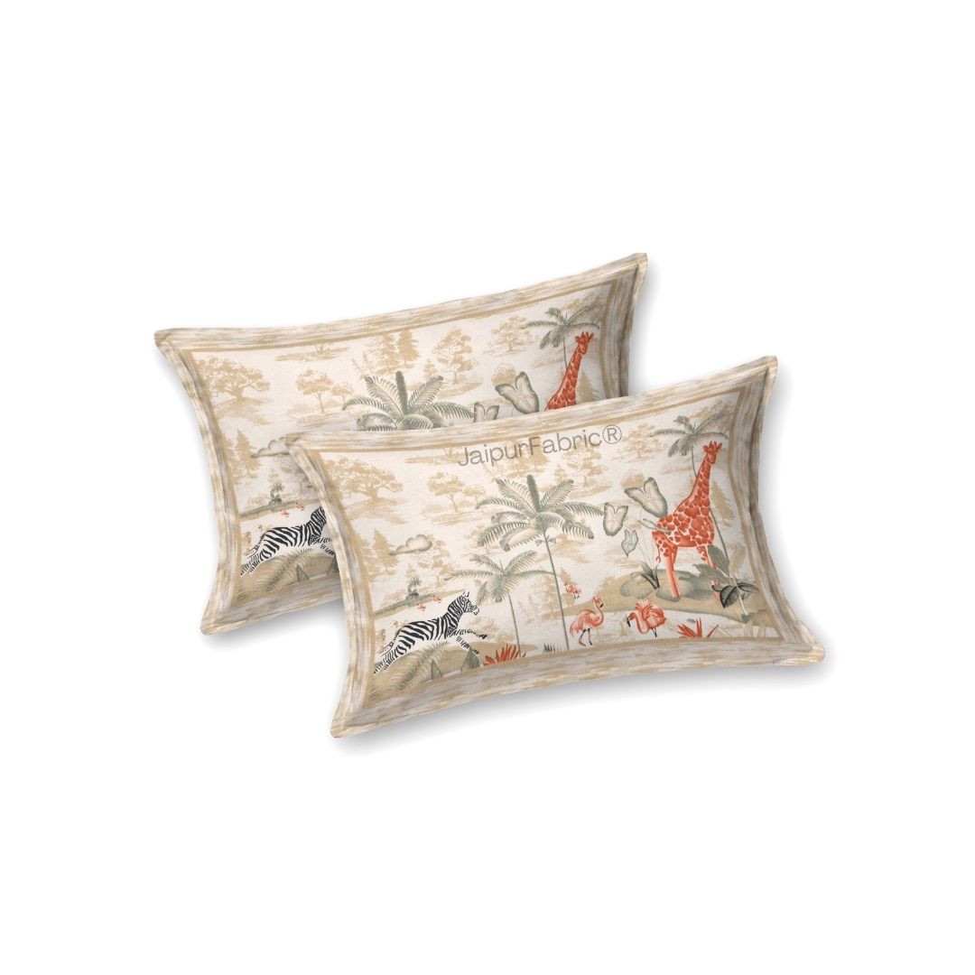Jungle Adventure Peach Pure Cotton Double Bedsheet