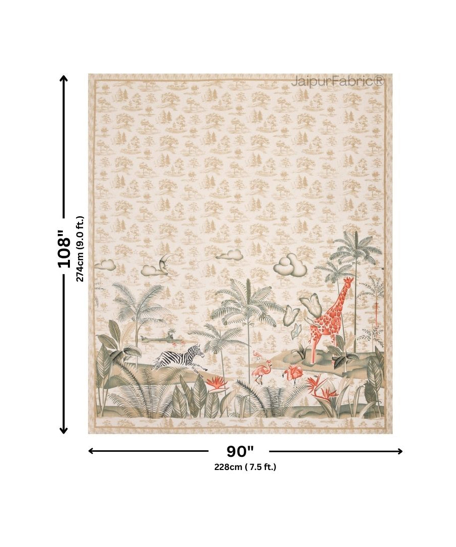 Jungle Adventure Peach Pure Cotton Double Bedsheet