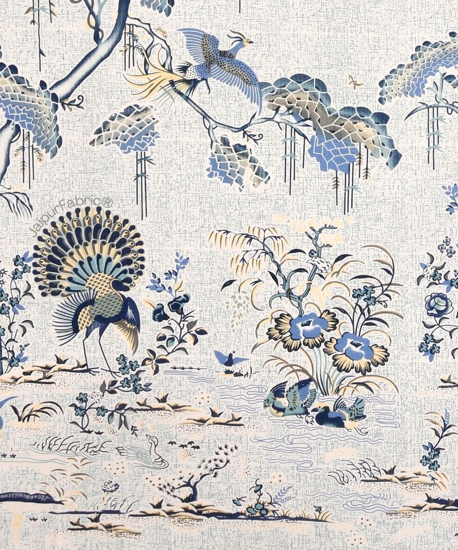 Peacock Paradise Blue Pure Cotton Double Bedsheet