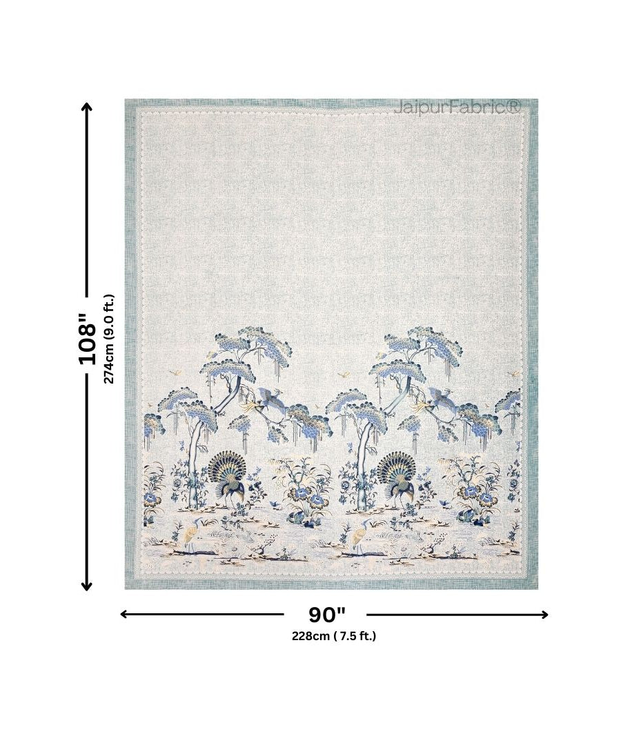 Peacock Paradise Blue Pure Cotton Double Bedsheet