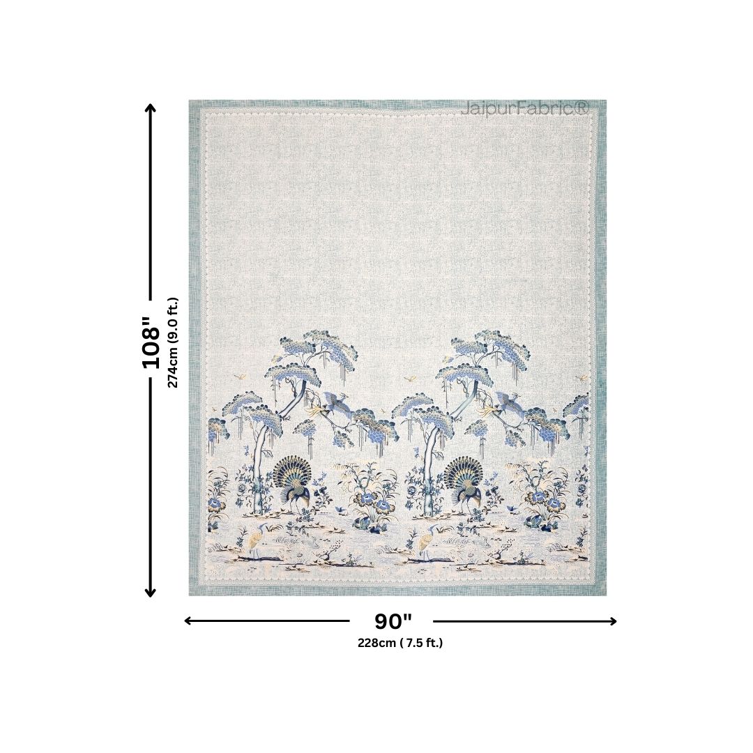 Peacock Paradise Blue Pure Cotton Double Bedsheet