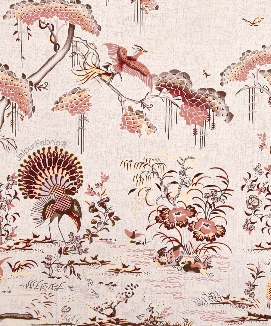 Peacock Paradise Rust Pure Cotton Double Bedsheet