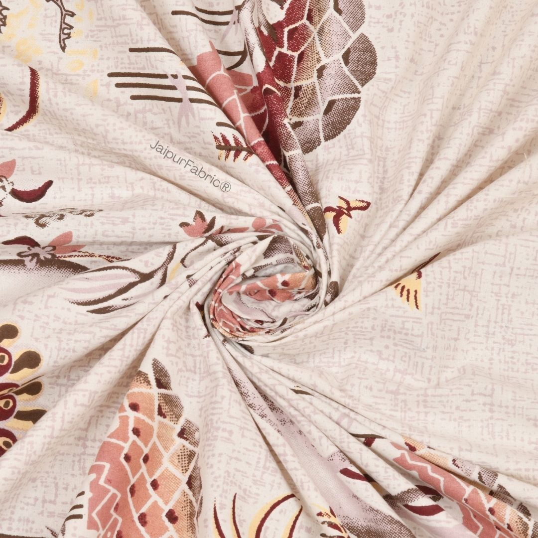 Peacock Paradise Rust Pure Cotton Double Bedsheet