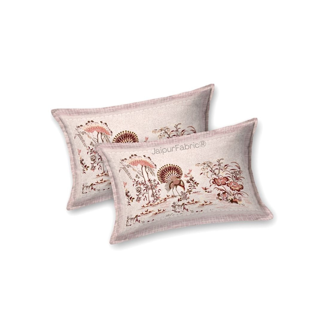 Peacock Paradise Rust Pure Cotton Double Bedsheet