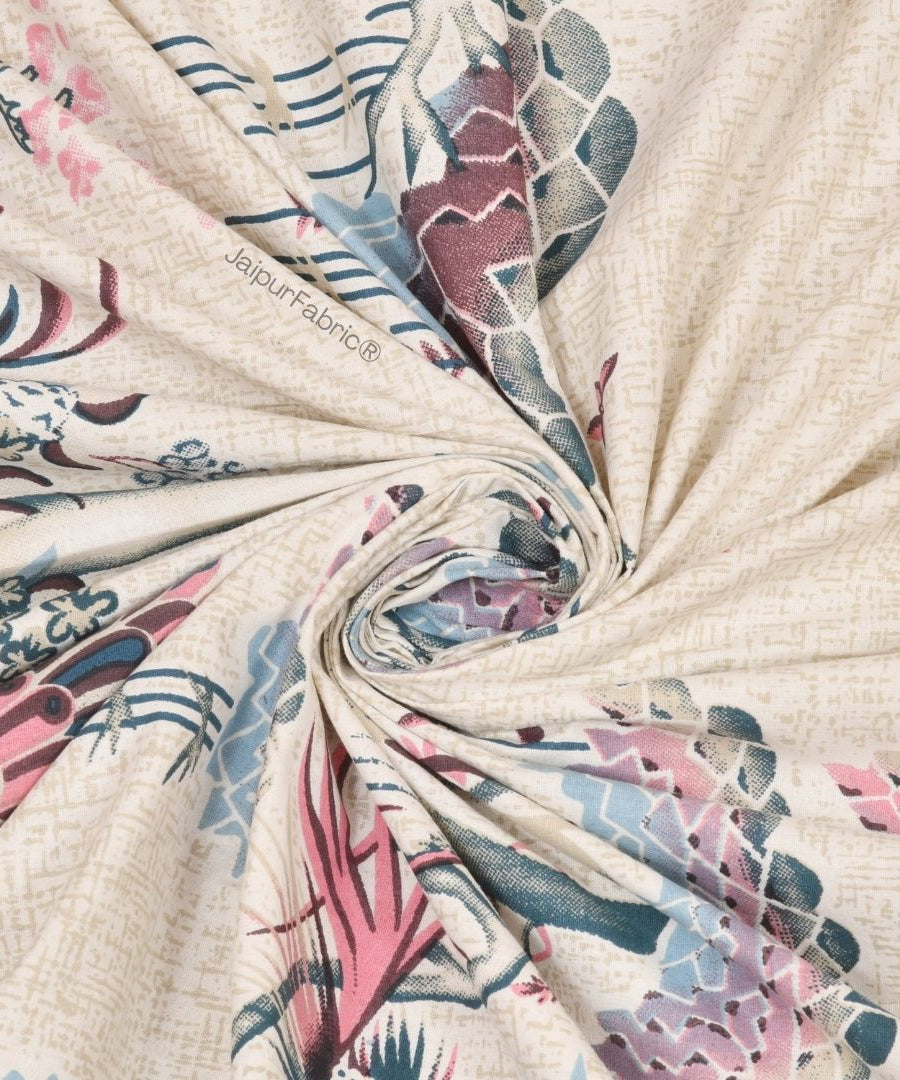 Peacock Paradise Blush Pure Cotton Double Bedsheet