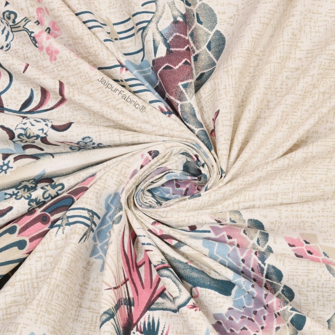 Peacock Paradise Blush Pure Cotton Double Bedsheet