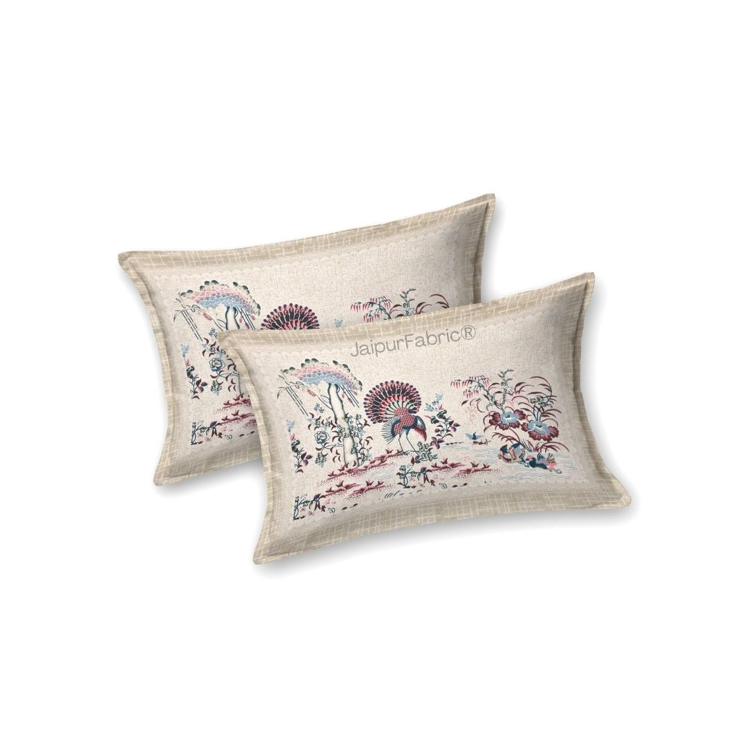Peacock Paradise Blush Pure Cotton Double Bedsheet