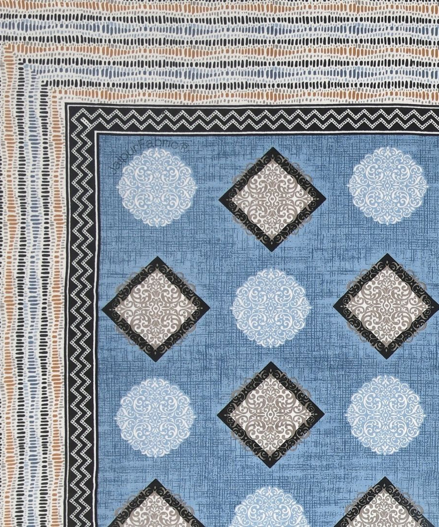 Elegant Blue Diamond Print Pure Cotton Double Bedsheet