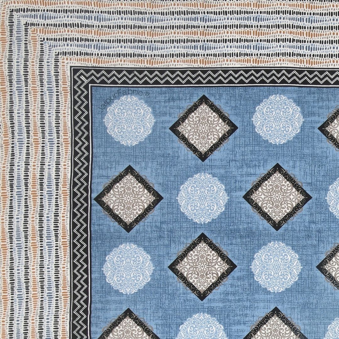 Elegant Blue Diamond Print Pure Cotton Double Bedsheet