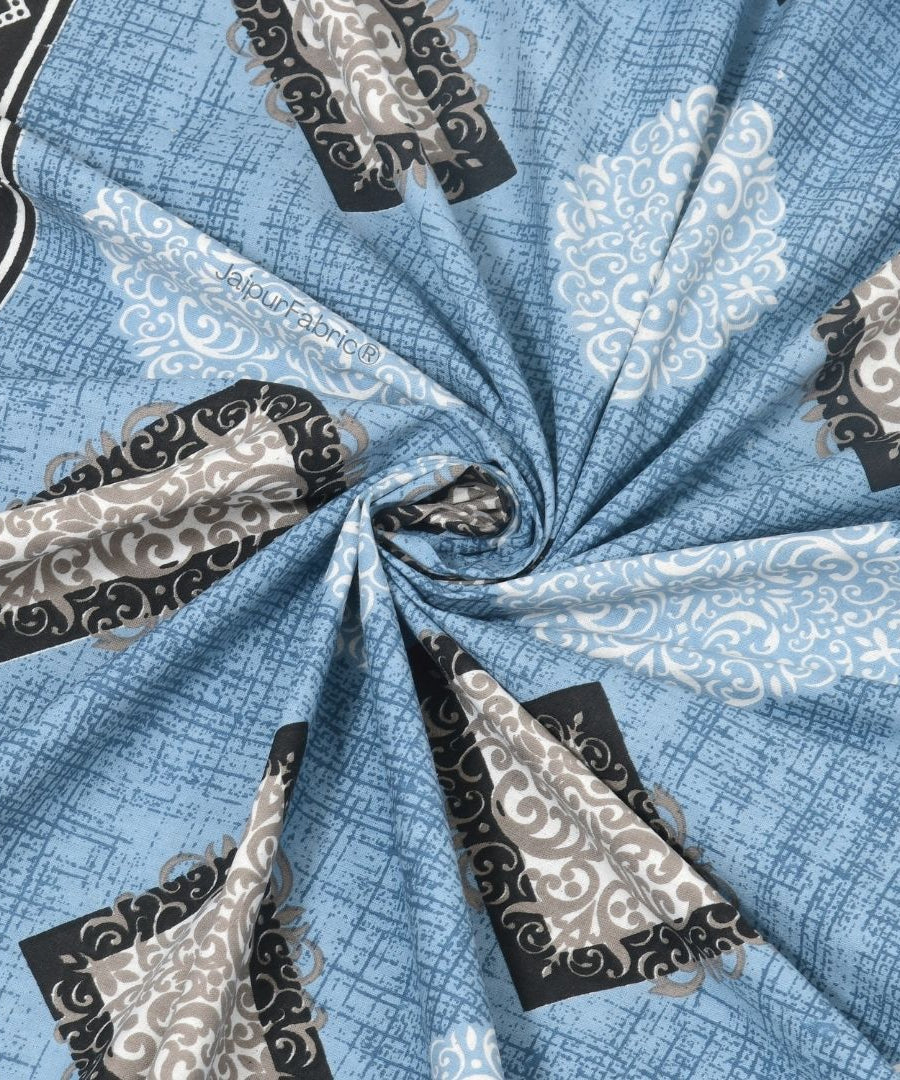 Elegant Blue Diamond Print Pure Cotton Double Bedsheet