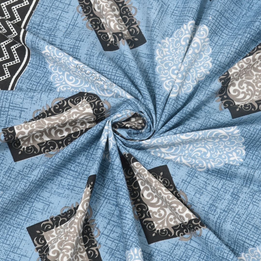 Elegant Blue Diamond Print Pure Cotton Double Bedsheet