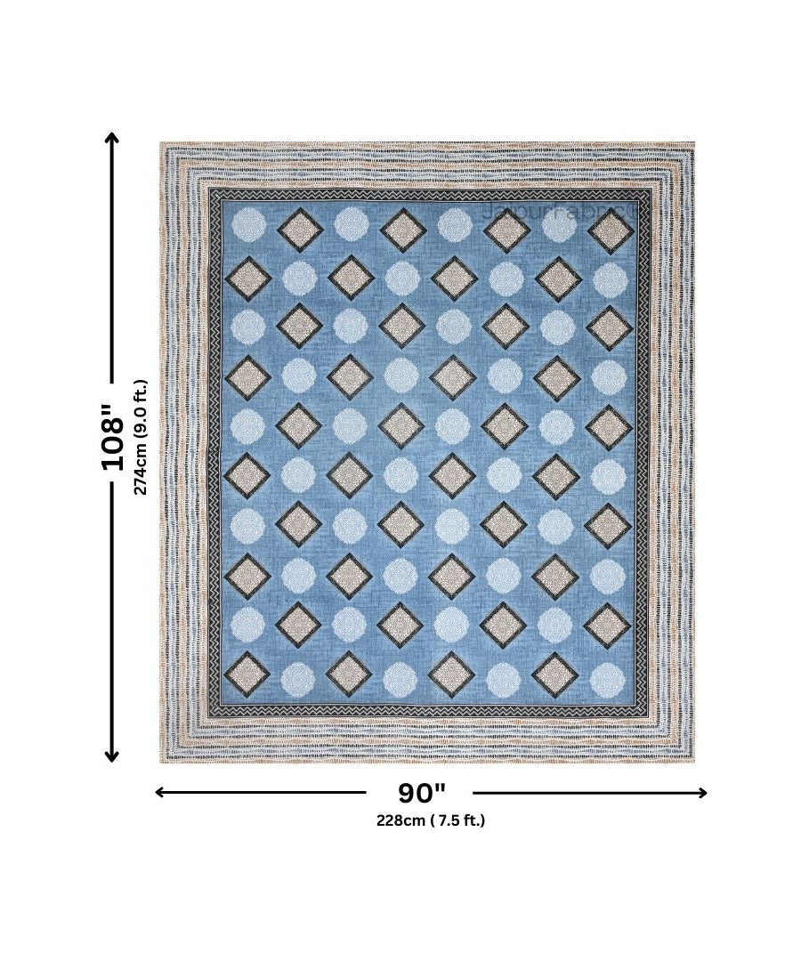 Elegant Blue Diamond Print Pure Cotton Double Bedsheet