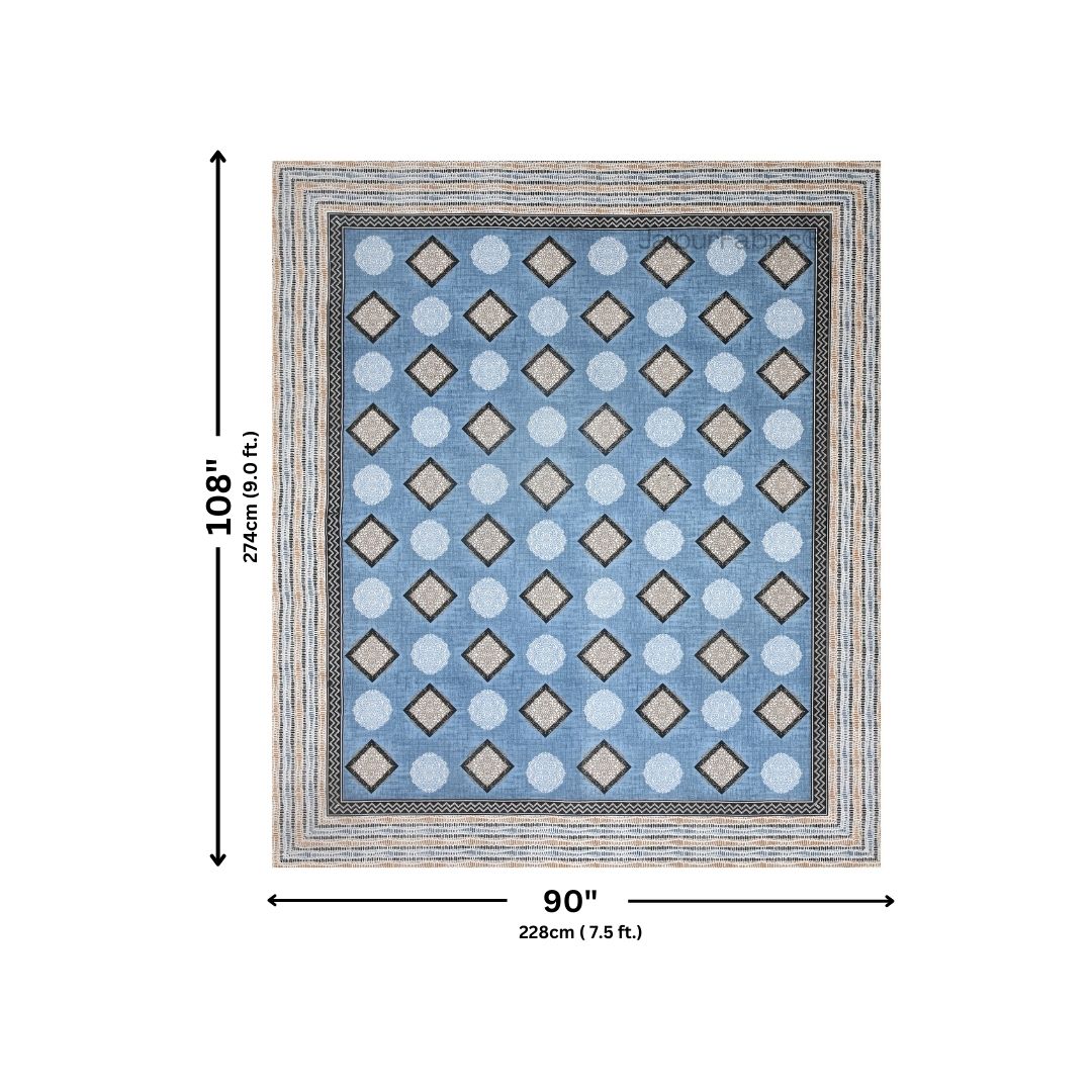 Elegant Blue Diamond Print Pure Cotton Double Bedsheet