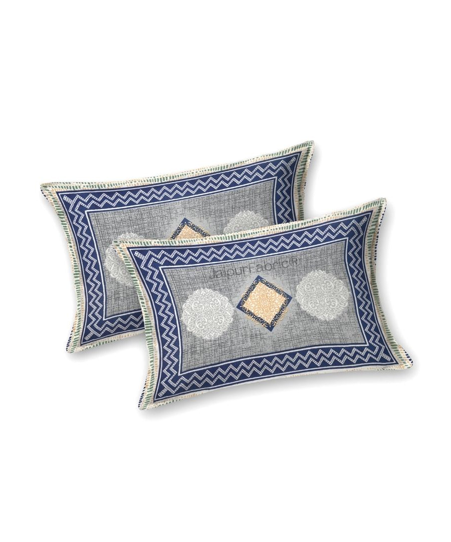 Rustic Grey Diamond Print Pure Cotton Double Bedsheet