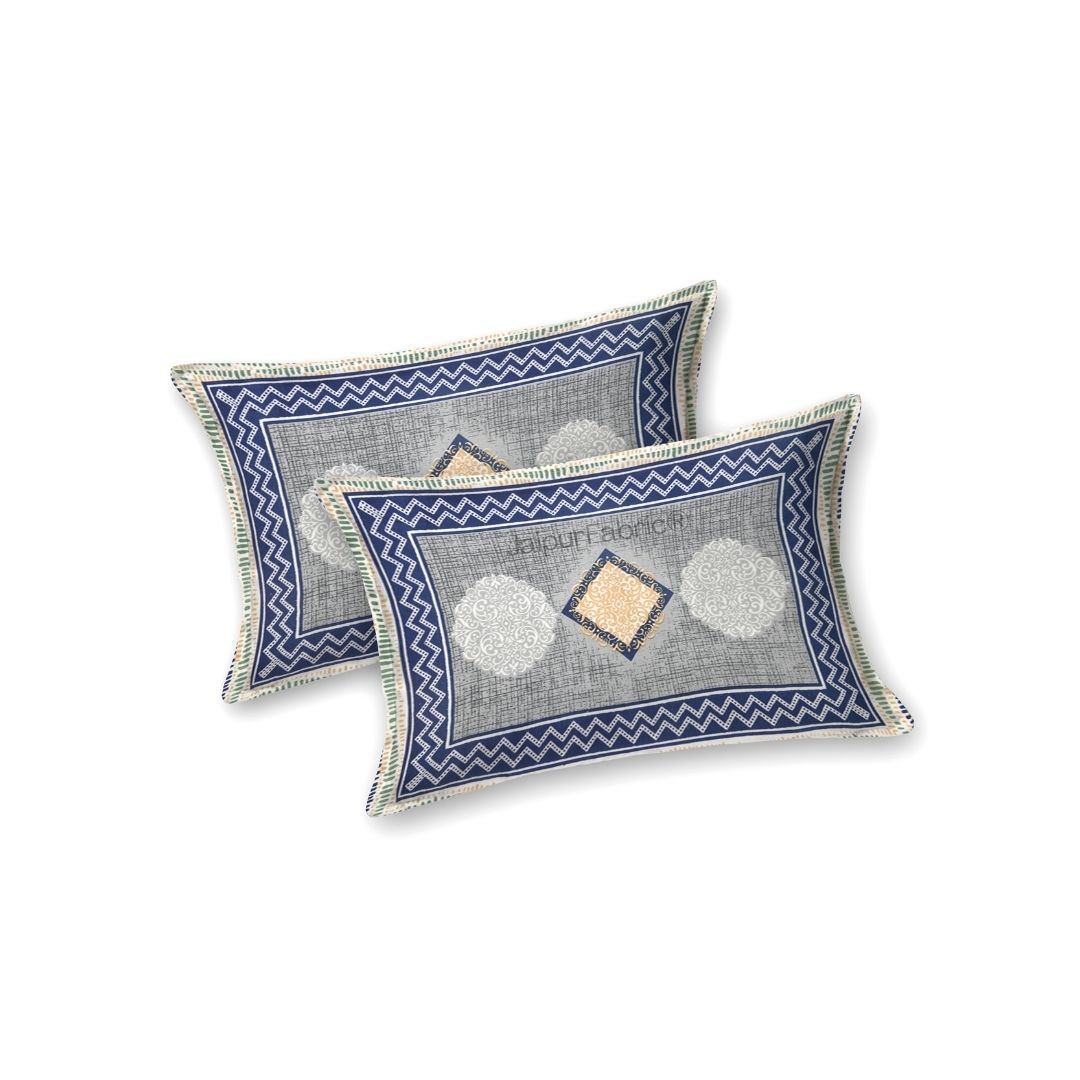 Rustic Grey Diamond Print Pure Cotton Double Bedsheet