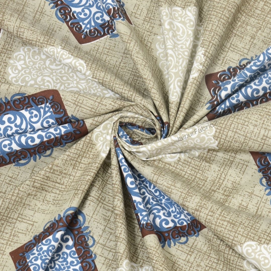 Earthy Beige Diamond Print Pure Cotton Double Bedsheet