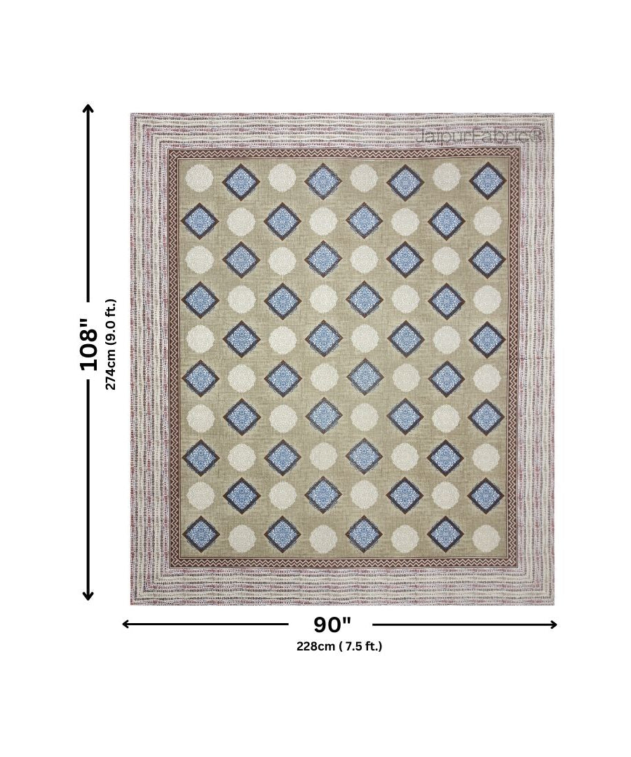 Earthy Beige Diamond Print Pure Cotton Double Bedsheet