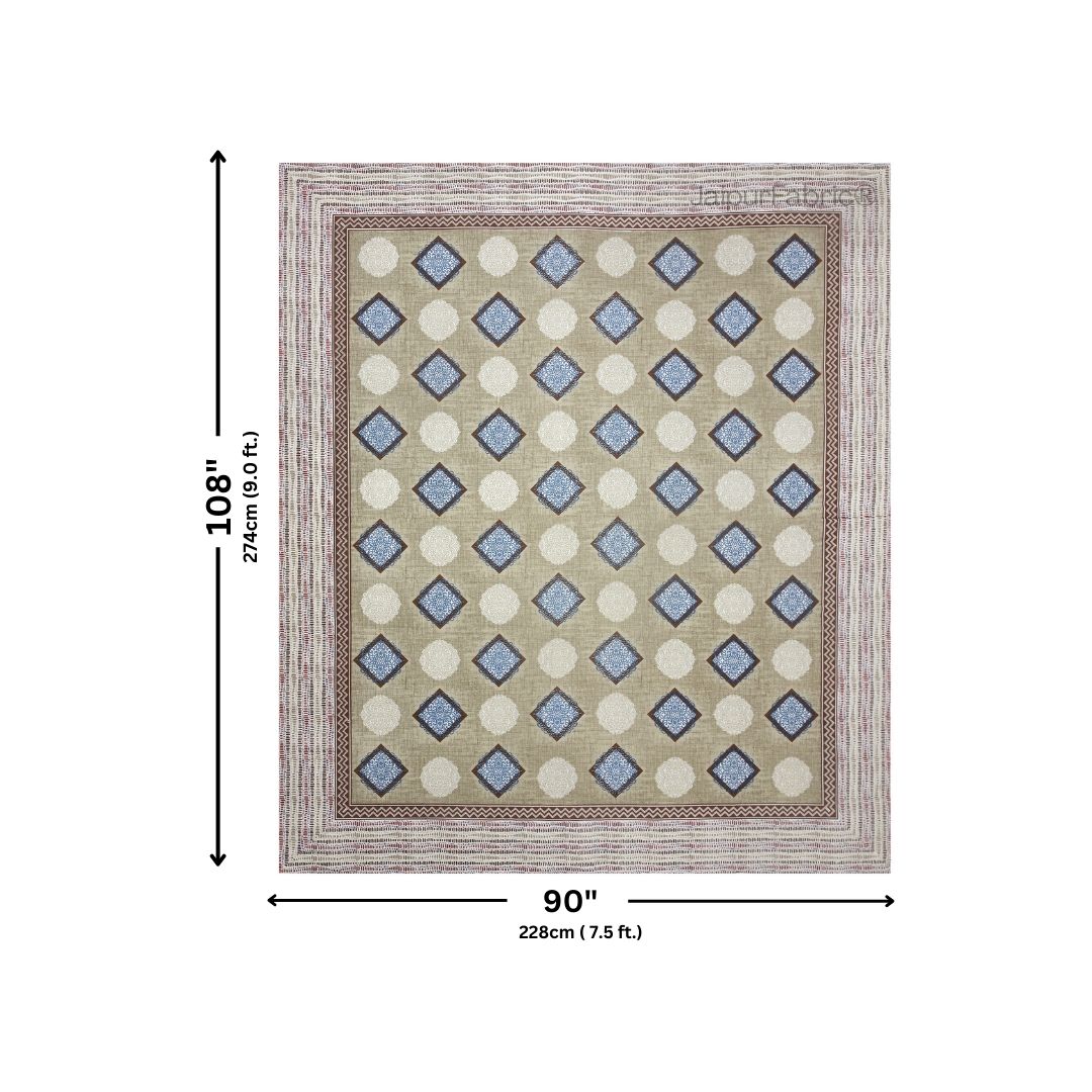 Earthy Beige Diamond Print Pure Cotton Double Bedsheet