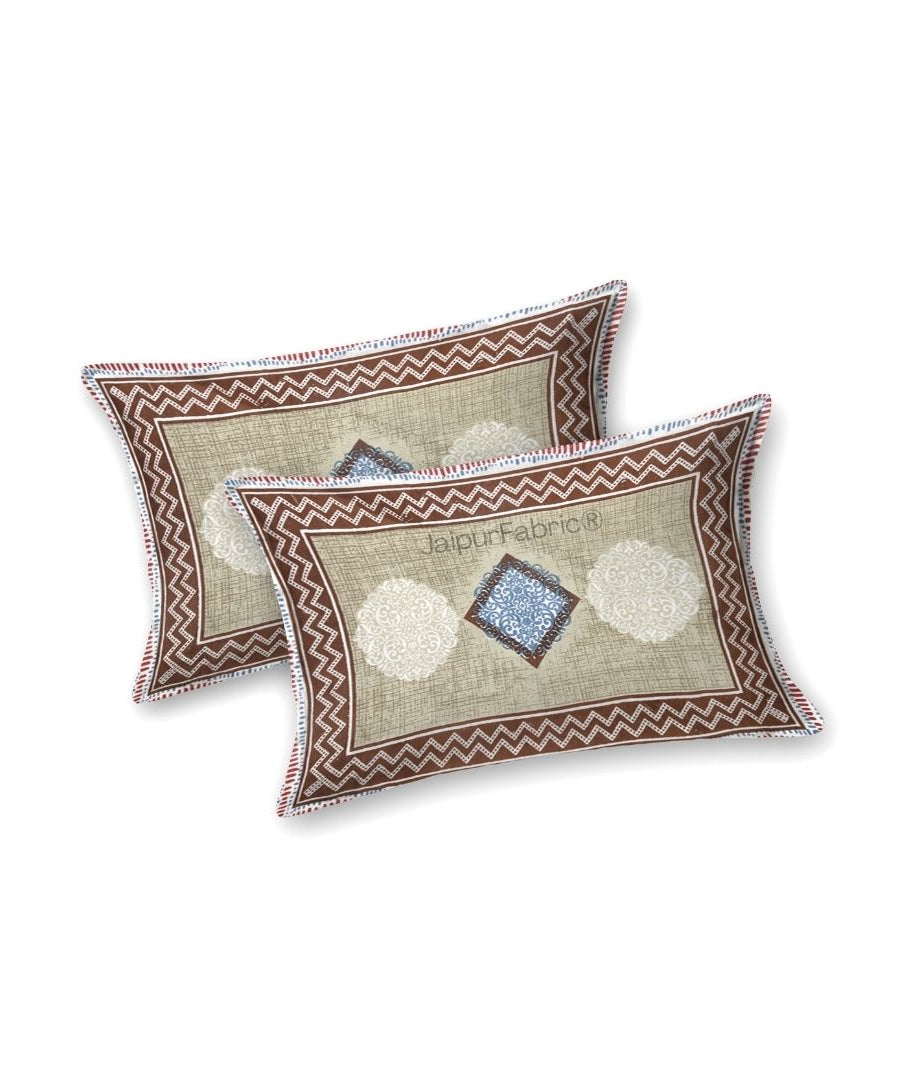 Earthy Beige Diamond Print Pure Cotton Double Bedsheet