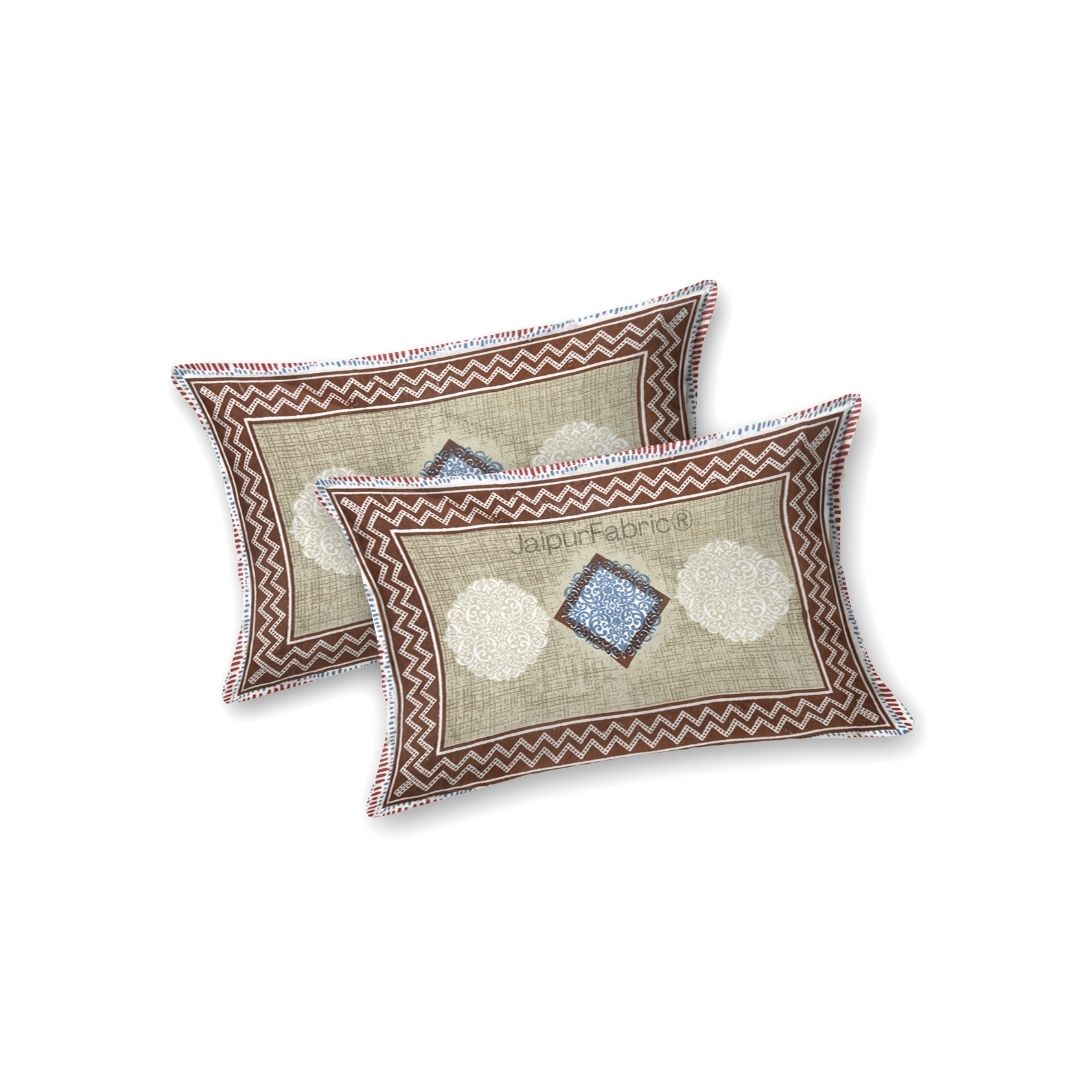 Earthy Beige Diamond Print Pure Cotton Double Bedsheet