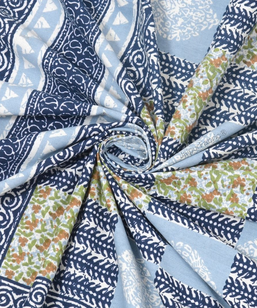 Fresh Blue Striped Check Pure Cotton Double Bedsheet