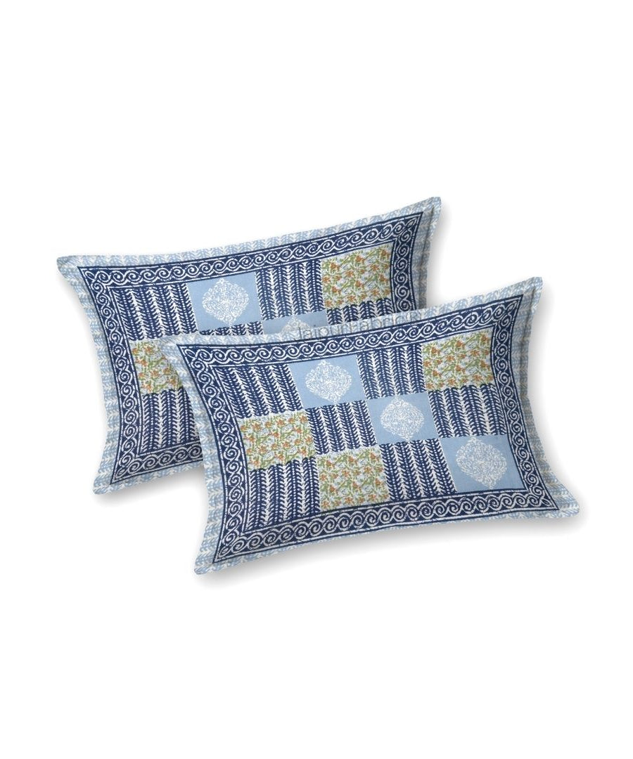 Fresh Blue Striped Check Pure Cotton Double Bedsheet