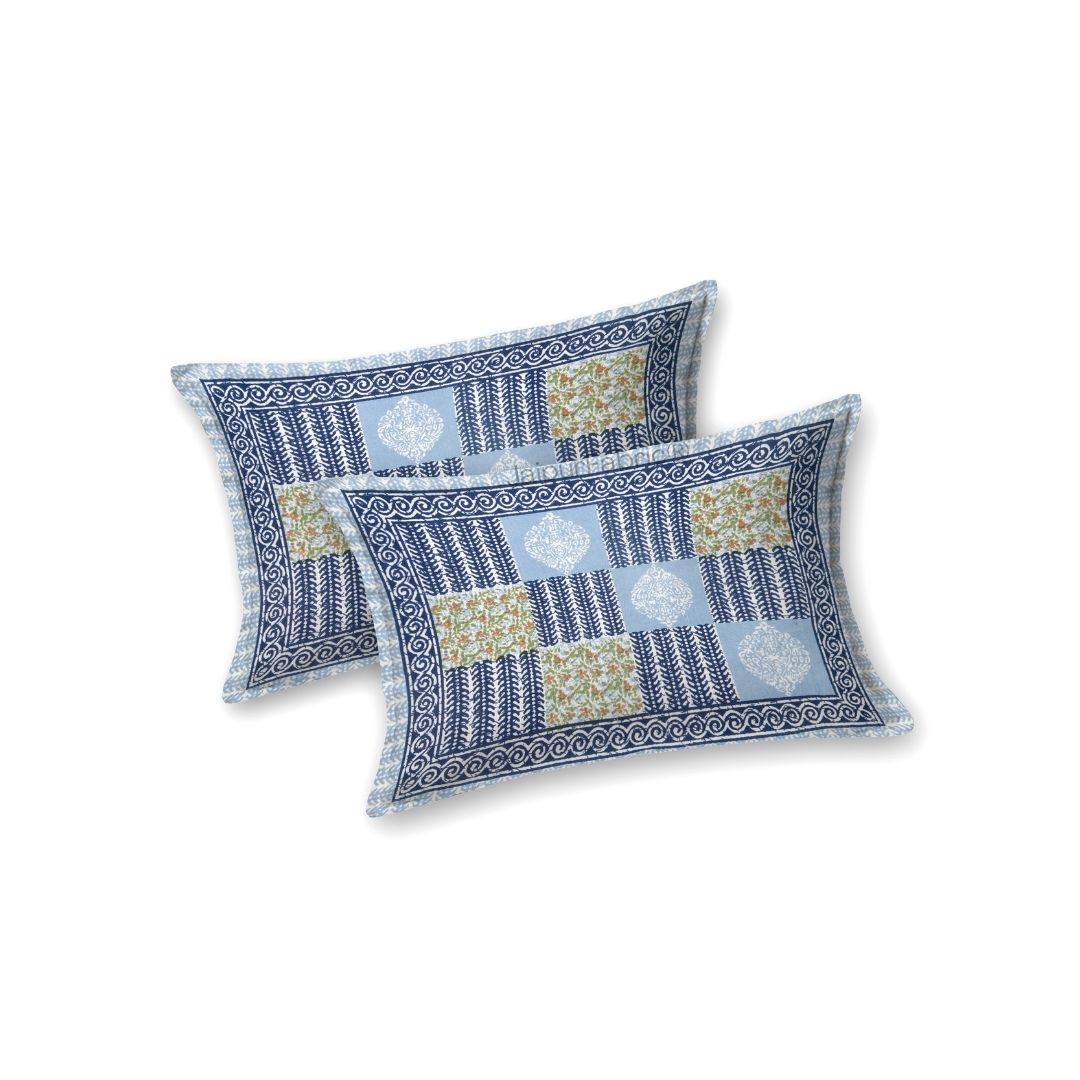 Fresh Blue Striped Check Pure Cotton Double Bedsheet