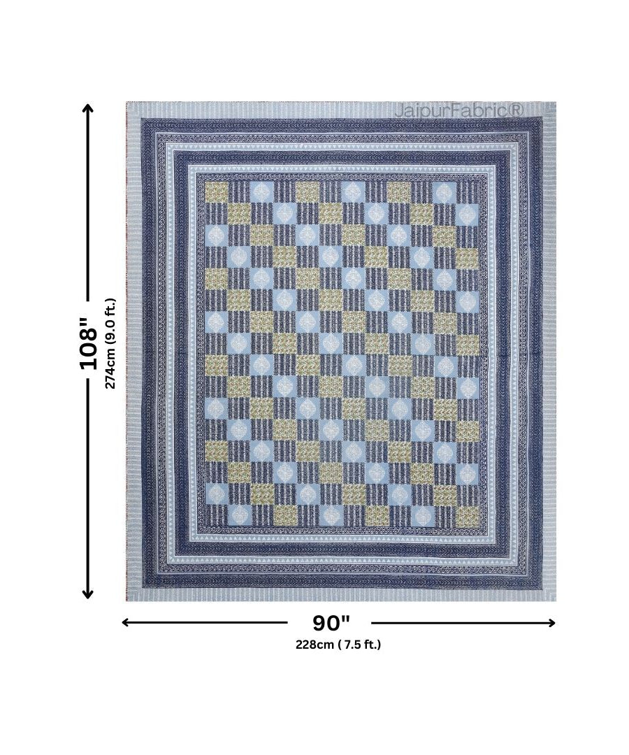 Fresh Blue Striped Check Pure Cotton Double Bedsheet