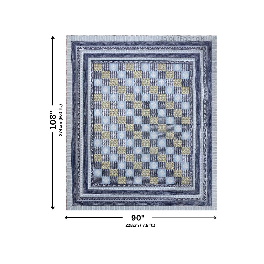 Fresh Blue Striped Check Pure Cotton Double Bedsheet