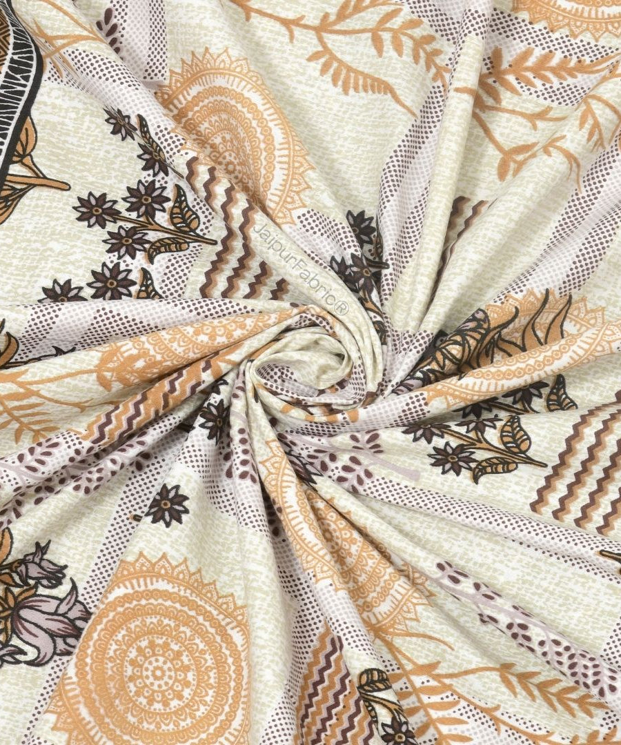 Soft Pastel Check Golden Brown Pure Cotton Double Bedsheet